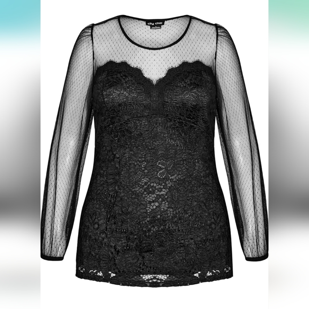 City Chic Lace Party Top - Size 20